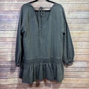 NWT Miou Muse Size large oversized Elegant Gray Tunic Top with pockets